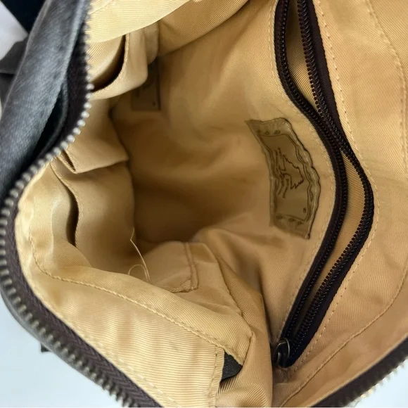 TSD Brand Canvas & Leather Backpack Messenger Bag w/Metal Clasp Pockets - Picture 3 of 6